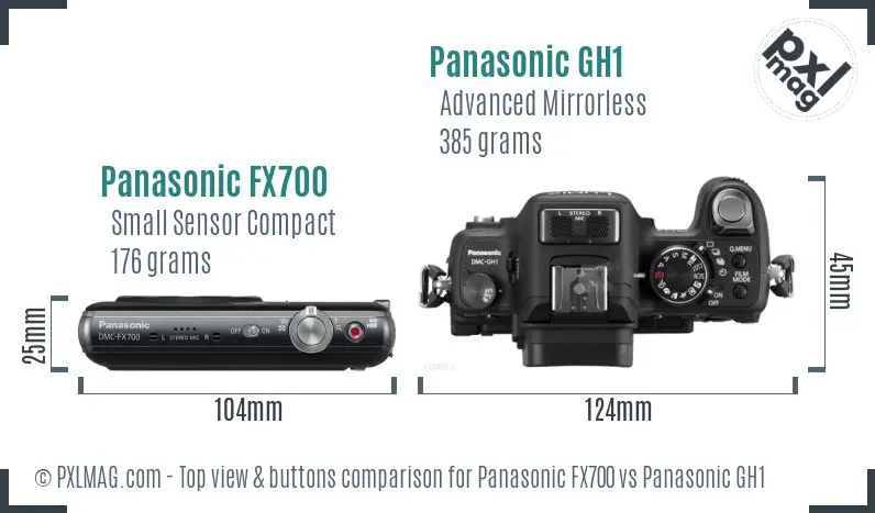 Panasonic FX700 vs Panasonic GH1 top view buttons comparison