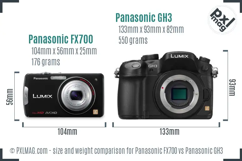 Panasonic FX700 vs Panasonic GH3 size comparison