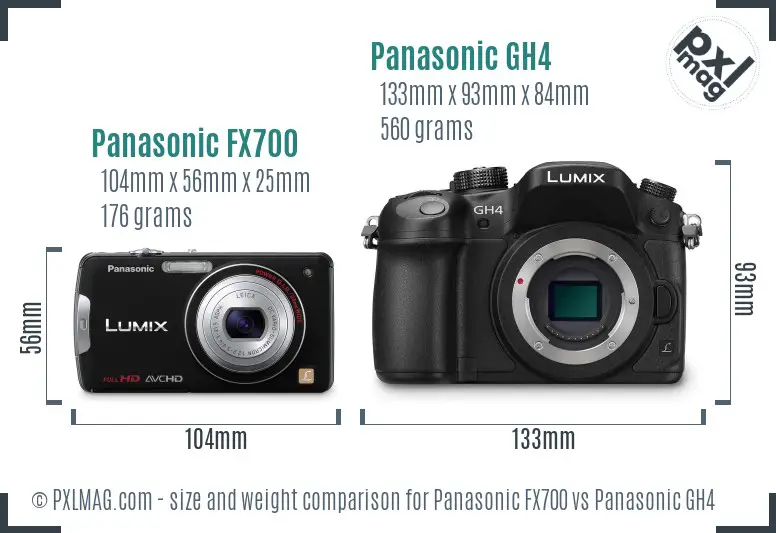 Panasonic FX700 vs Panasonic GH4 size comparison