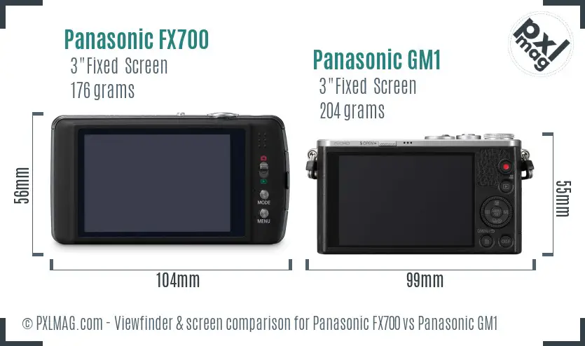 Panasonic FX700 vs Panasonic GM1 Screen and Viewfinder comparison