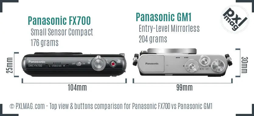 Panasonic FX700 vs Panasonic GM1 top view buttons comparison