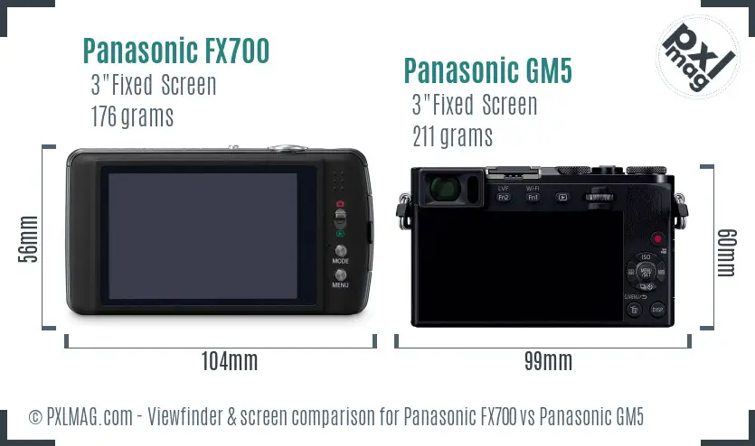 Panasonic FX700 vs Panasonic GM5 Screen and Viewfinder comparison