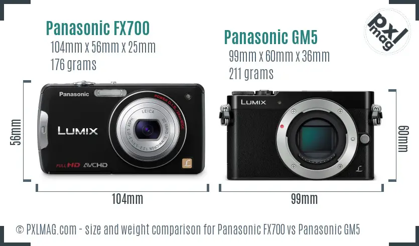 Panasonic FX700 vs Panasonic GM5 size comparison
