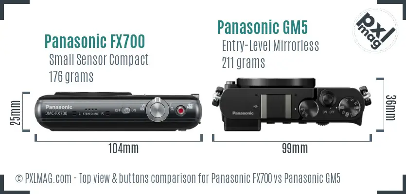 Panasonic FX700 vs Panasonic GM5 top view buttons comparison