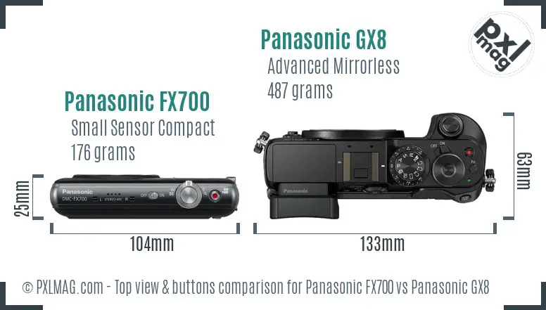 Panasonic FX700 vs Panasonic GX8 top view buttons comparison