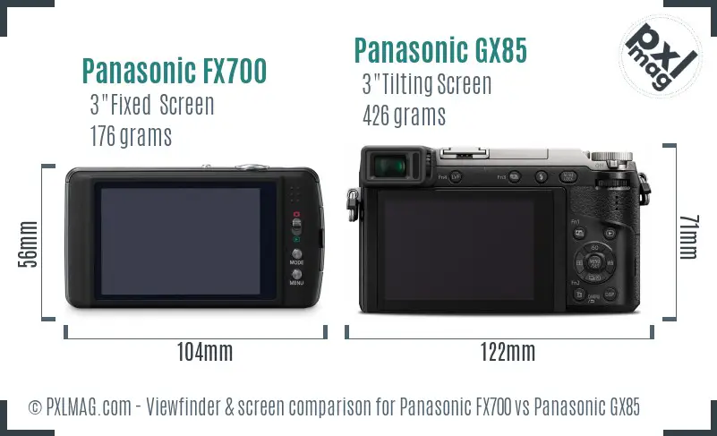 Panasonic FX700 vs Panasonic GX85 Screen and Viewfinder comparison
