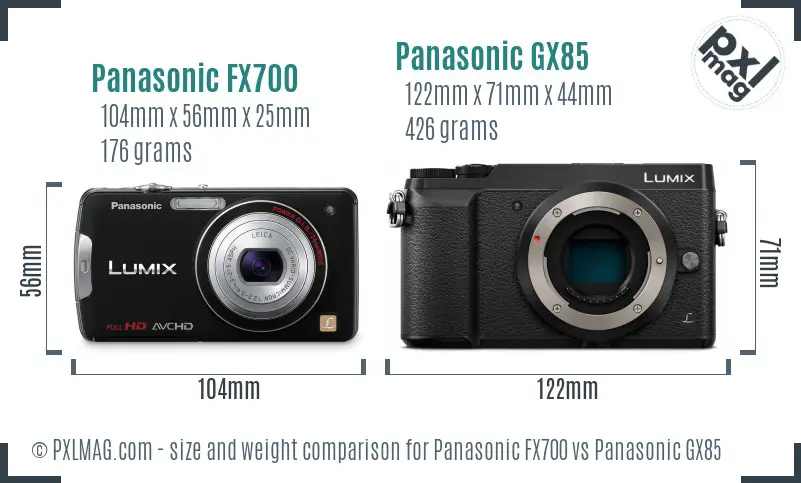 Panasonic FX700 vs Panasonic GX85 size comparison