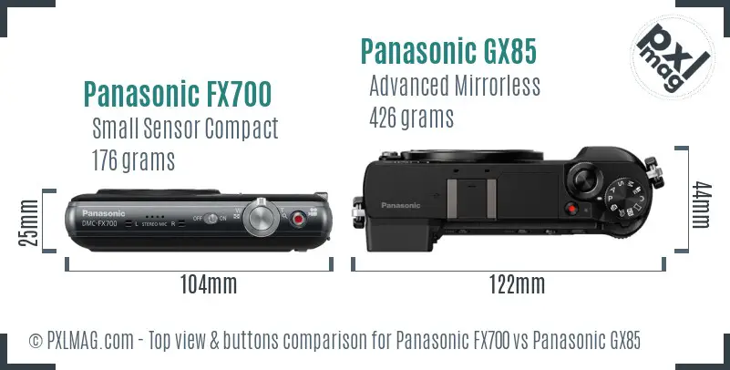 Panasonic FX700 vs Panasonic GX85 top view buttons comparison