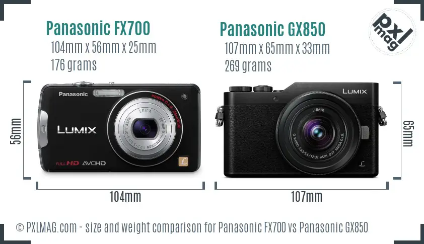 Panasonic FX700 vs Panasonic GX850 size comparison