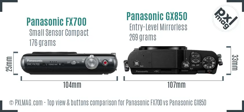 Panasonic FX700 vs Panasonic GX850 top view buttons comparison