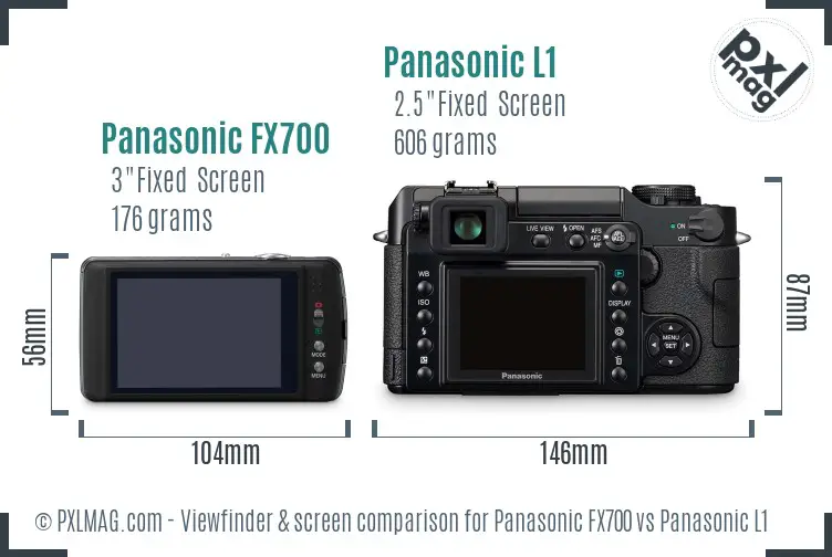 Panasonic FX700 vs Panasonic L1 Screen and Viewfinder comparison