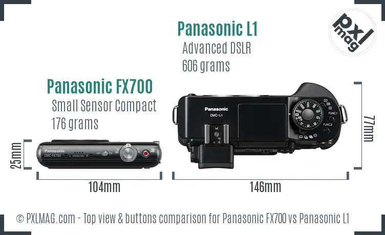 Panasonic FX700 vs Panasonic L1 top view buttons comparison