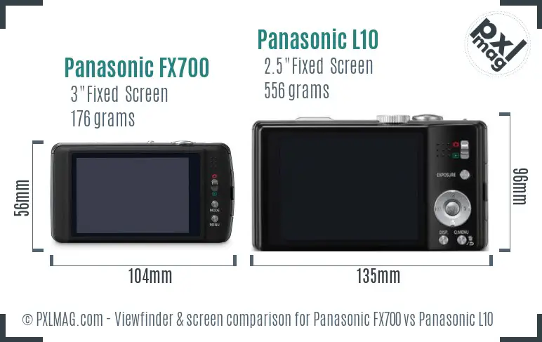 Panasonic FX700 vs Panasonic L10 Screen and Viewfinder comparison