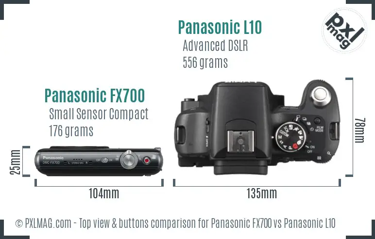 Panasonic FX700 vs Panasonic L10 top view buttons comparison