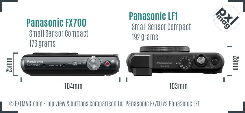 Panasonic FX700 vs Panasonic LF1 top view buttons comparison