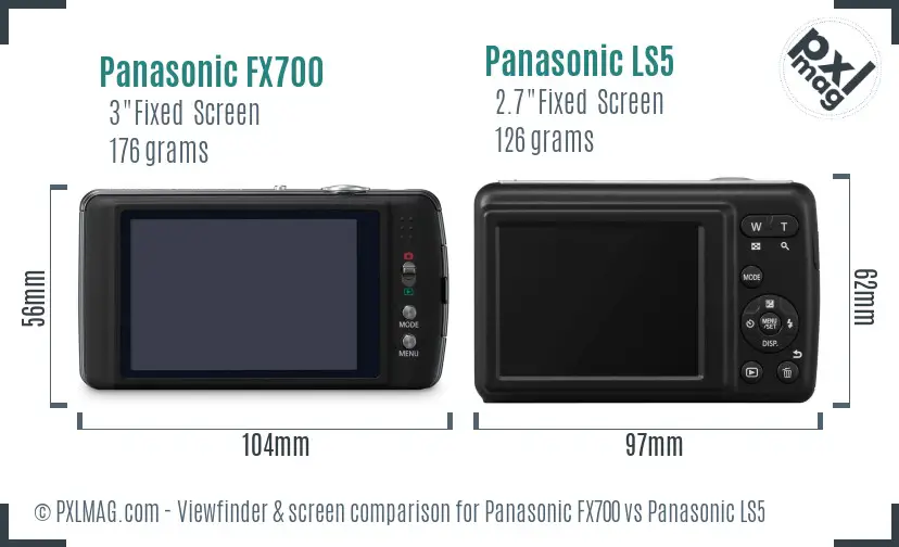 Panasonic FX700 vs Panasonic LS5 Screen and Viewfinder comparison