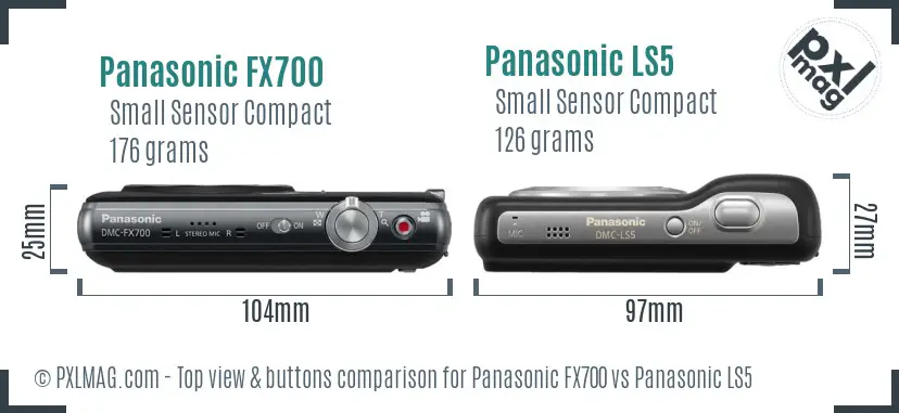 Panasonic FX700 vs Panasonic LS5 top view buttons comparison