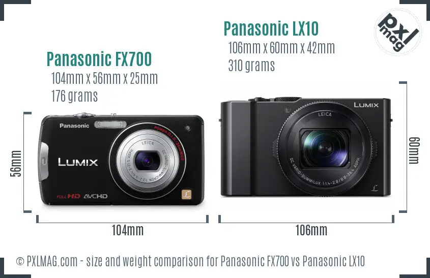 Panasonic FX700 vs Panasonic LX10 size comparison
