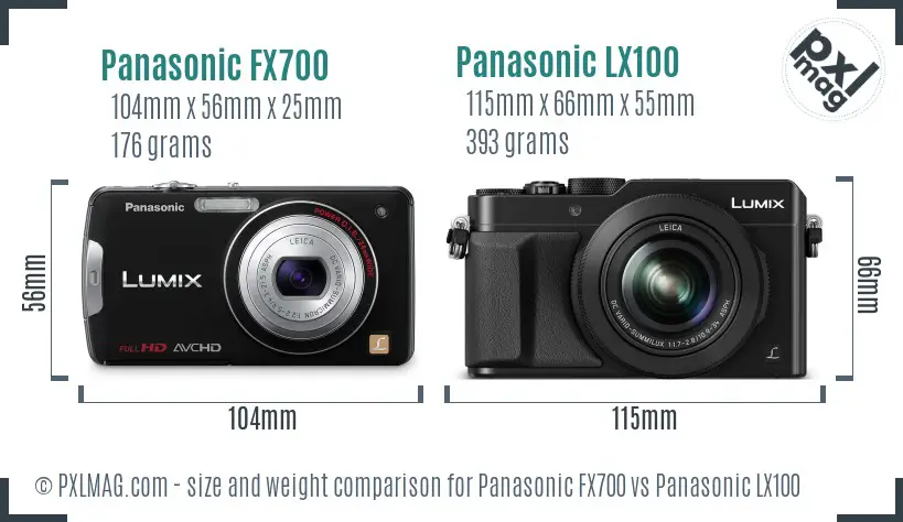 Panasonic FX700 vs Panasonic LX100 size comparison
