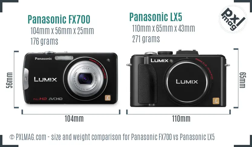 Panasonic FX700 vs Panasonic LX5 size comparison