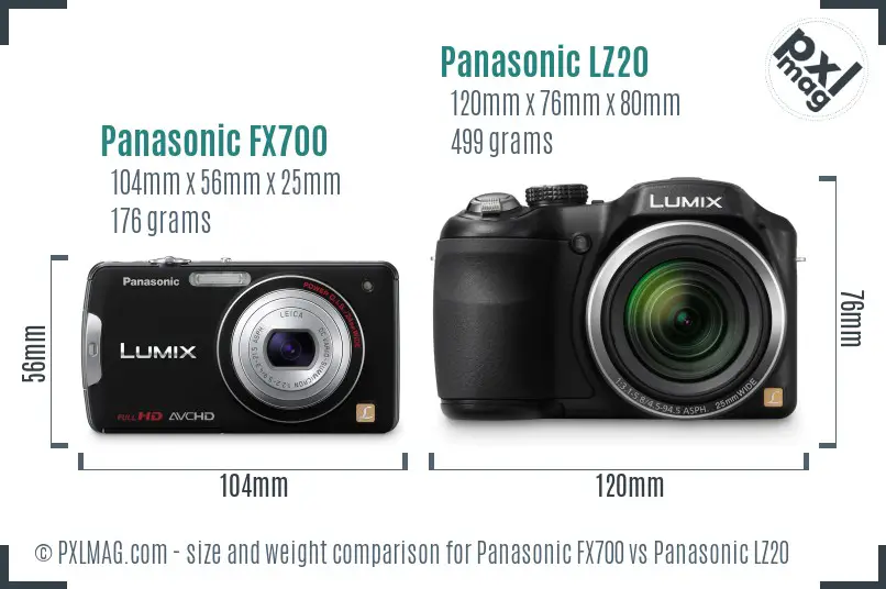 Panasonic FX700 vs Panasonic LZ20 size comparison