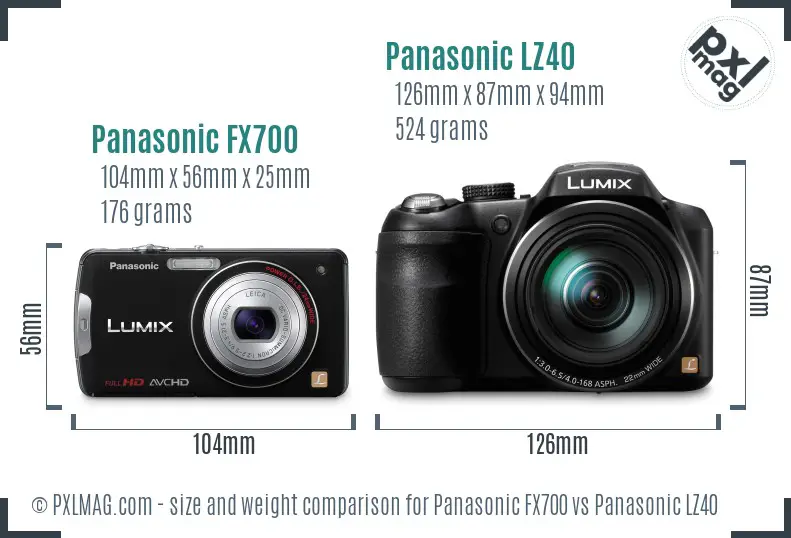 Panasonic FX700 vs Panasonic LZ40 size comparison