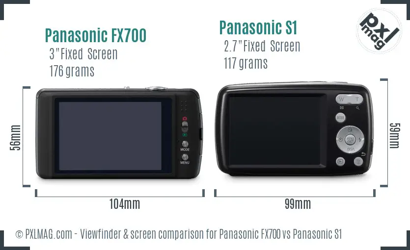 Panasonic FX700 vs Panasonic S1 Screen and Viewfinder comparison
