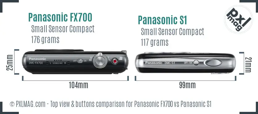 Panasonic FX700 vs Panasonic S1 top view buttons comparison