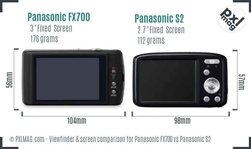 Panasonic FX700 vs Panasonic S2 Screen and Viewfinder comparison