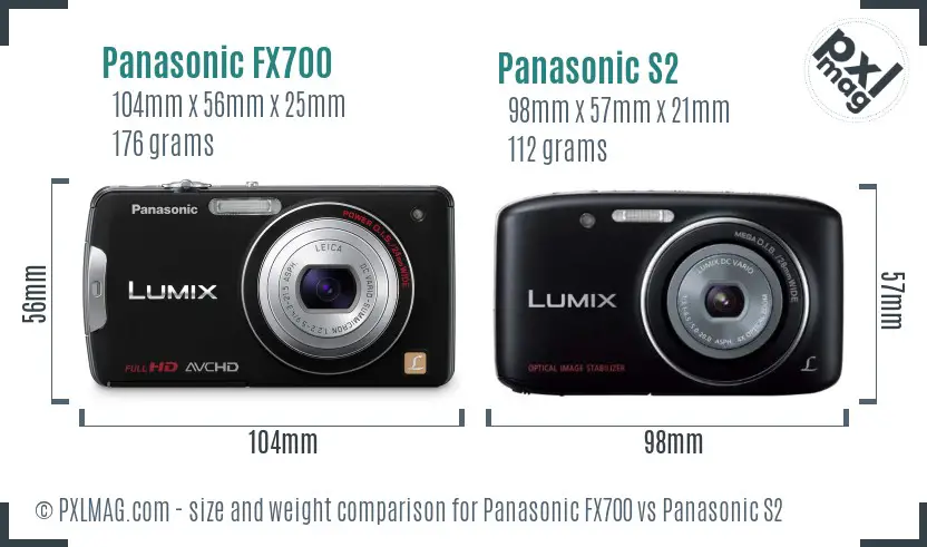 Panasonic FX700 vs Panasonic S2 size comparison