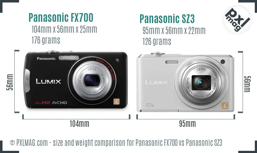 Panasonic FX700 vs Panasonic SZ3 size comparison