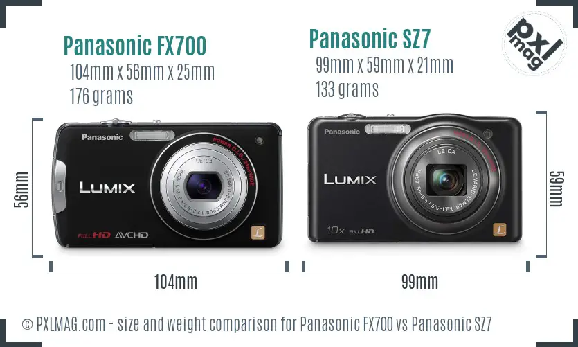 Panasonic FX700 vs Panasonic SZ7 size comparison