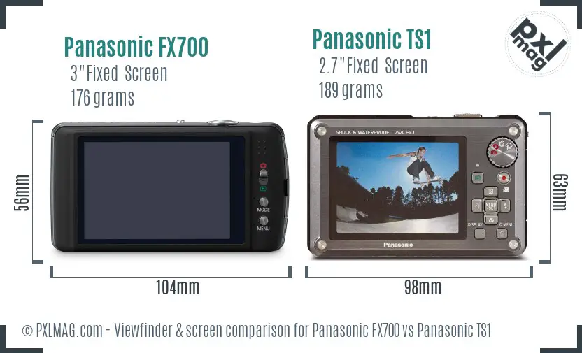 Panasonic FX700 vs Panasonic TS1 Screen and Viewfinder comparison