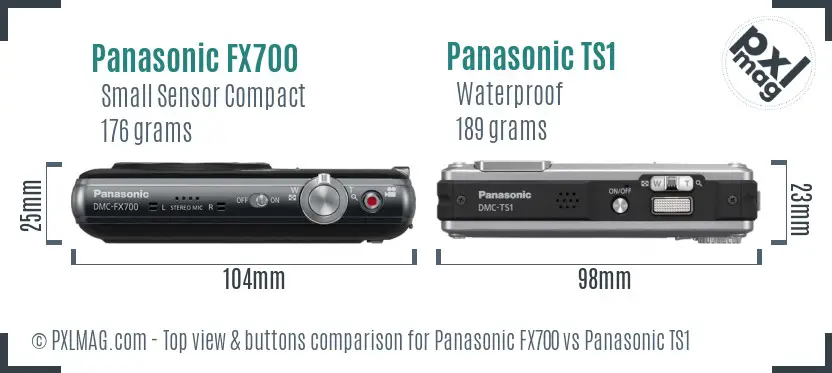 Panasonic FX700 vs Panasonic TS1 top view buttons comparison