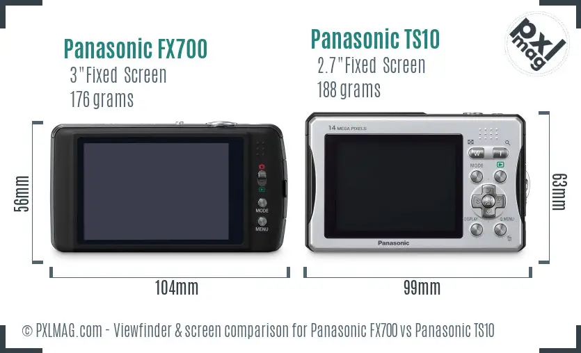 Panasonic FX700 vs Panasonic TS10 Screen and Viewfinder comparison