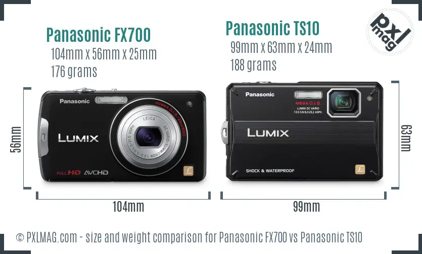 Panasonic FX700 vs Panasonic TS10 size comparison