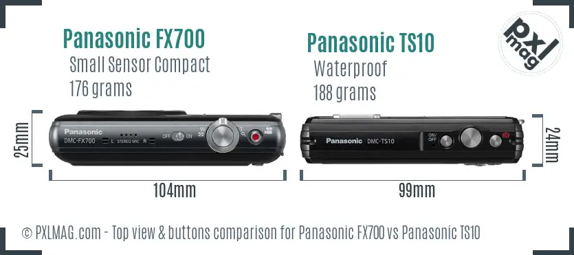 Panasonic FX700 vs Panasonic TS10 top view buttons comparison