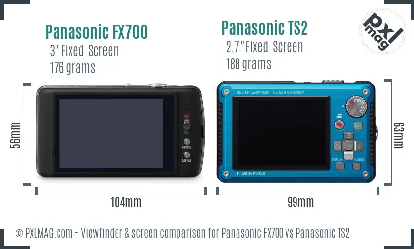 Panasonic FX700 vs Panasonic TS2 Screen and Viewfinder comparison