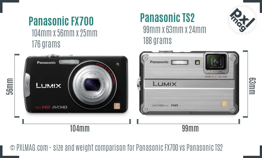 Panasonic FX700 vs Panasonic TS2 size comparison