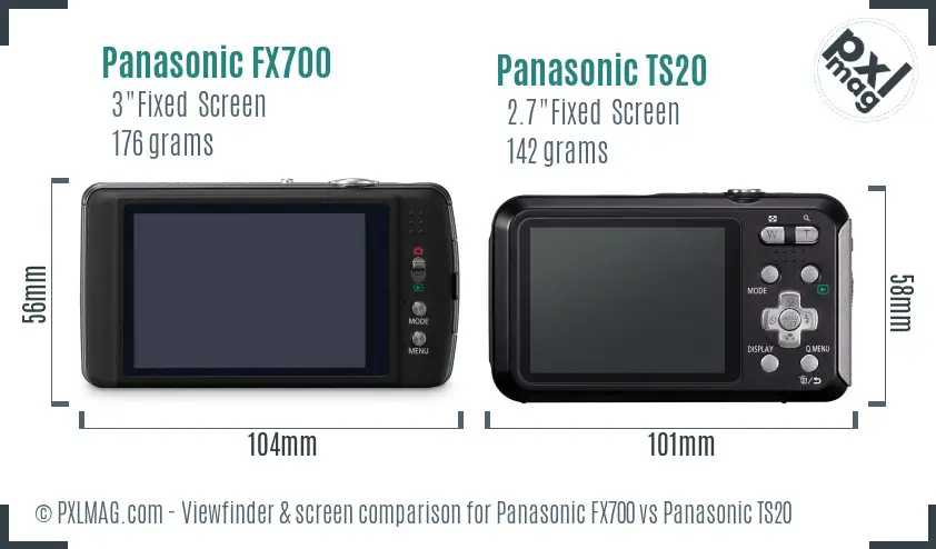Panasonic FX700 vs Panasonic TS20 Screen and Viewfinder comparison