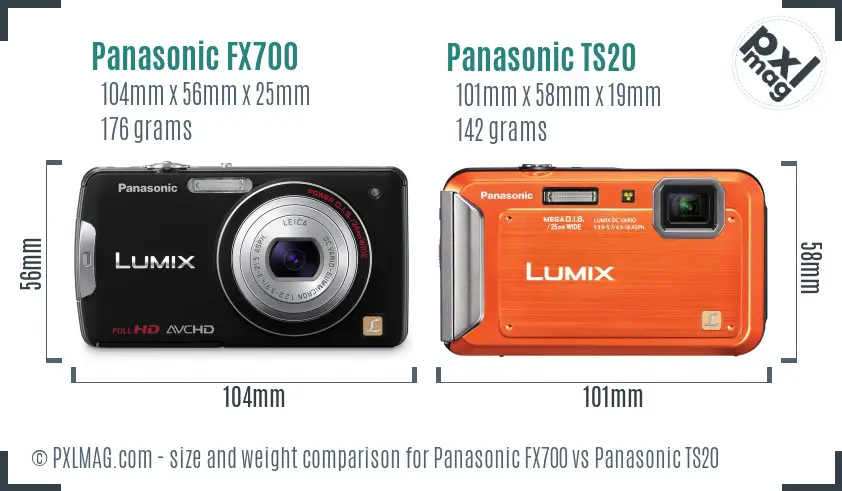 Panasonic FX700 vs Panasonic TS20 size comparison