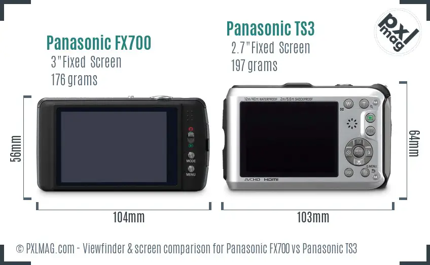 Panasonic FX700 vs Panasonic TS3 Screen and Viewfinder comparison