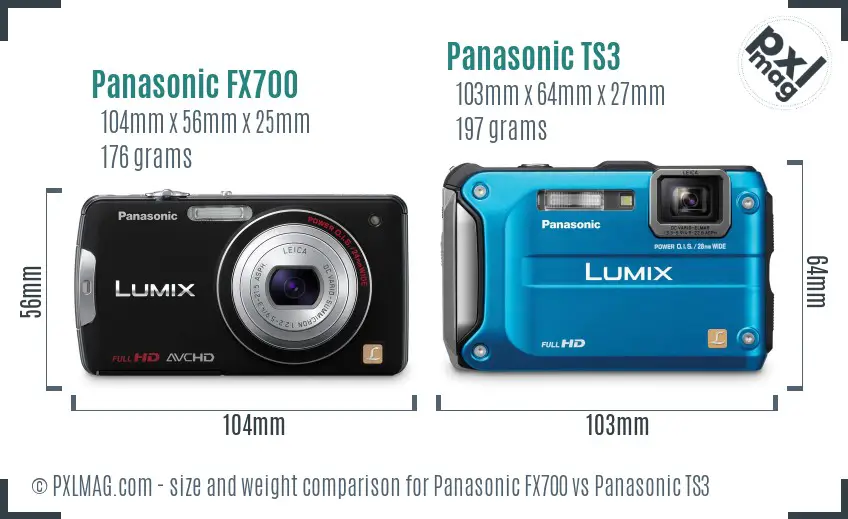 Panasonic FX700 vs Panasonic TS3 size comparison