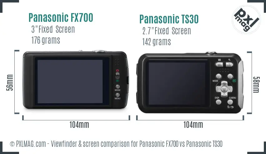 Panasonic FX700 vs Panasonic TS30 Screen and Viewfinder comparison