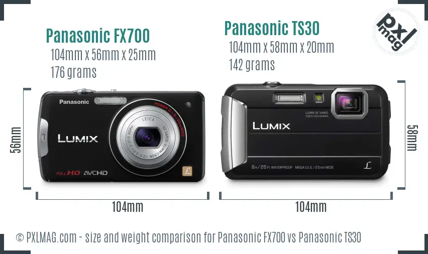 Panasonic FX700 vs Panasonic TS30 size comparison