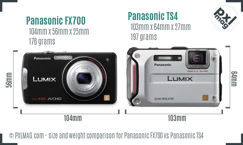 Panasonic FX700 vs Panasonic TS4 size comparison