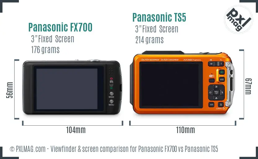 Panasonic FX700 vs Panasonic TS5 Screen and Viewfinder comparison