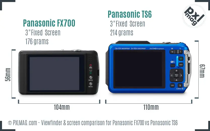 Panasonic FX700 vs Panasonic TS6 Screen and Viewfinder comparison