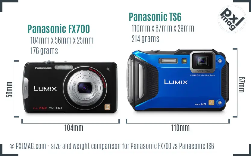 Panasonic FX700 vs Panasonic TS6 size comparison