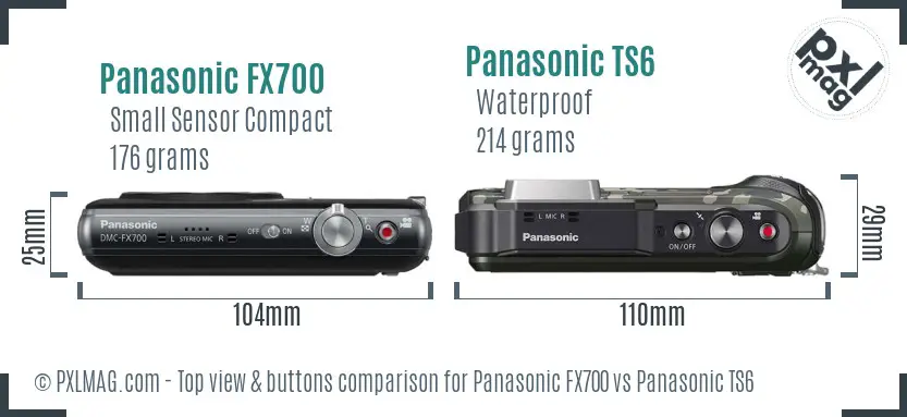 Panasonic FX700 vs Panasonic TS6 top view buttons comparison